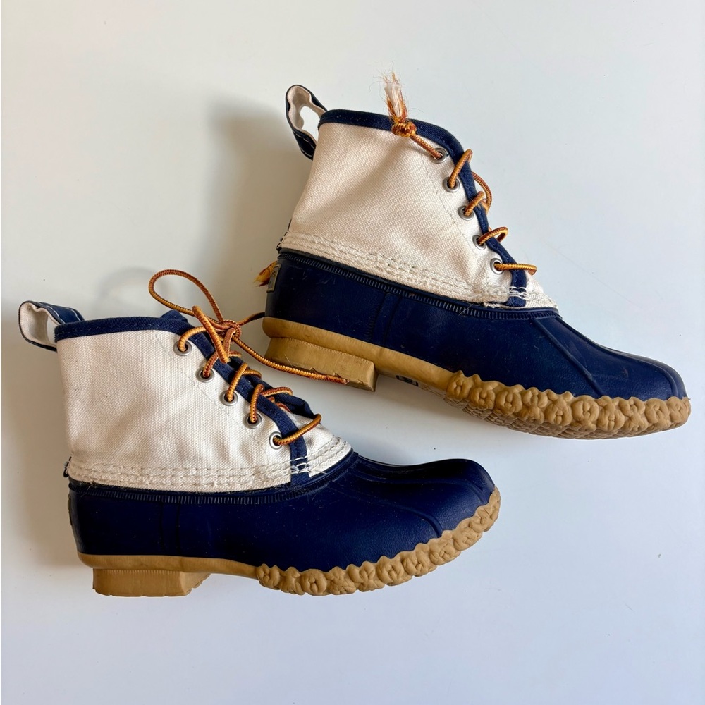 L.L. Bean Navy and Tan Winter Boots